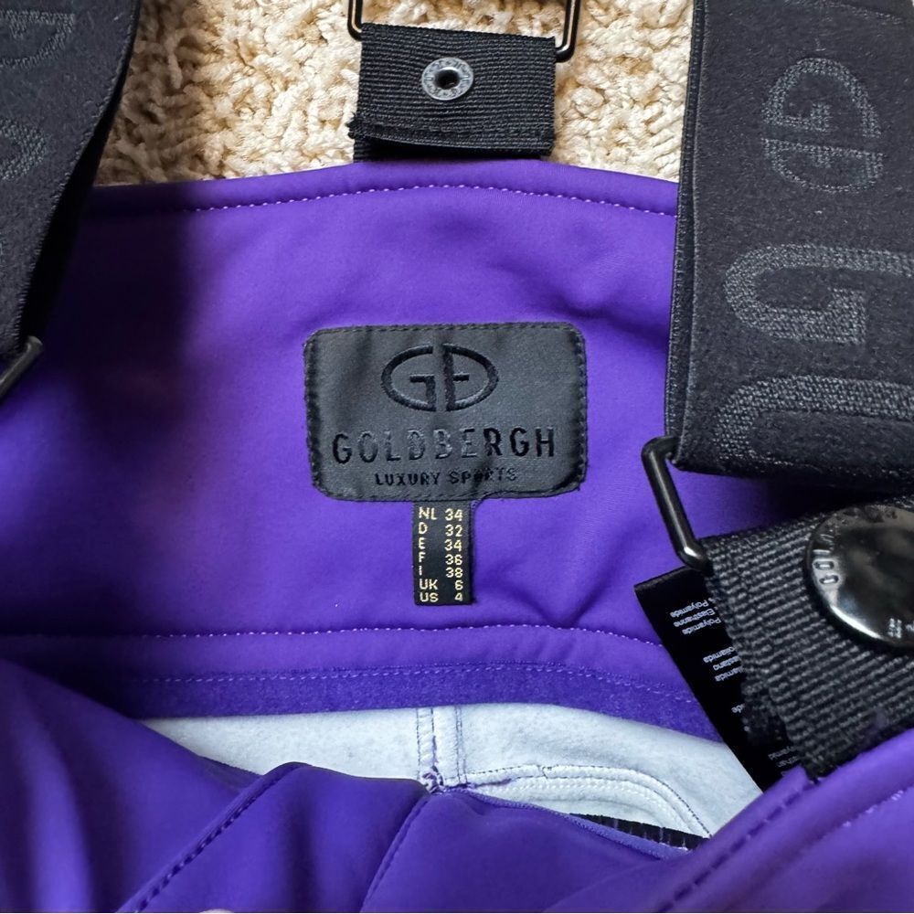 GOLDBERGH WOMEN'S HIGH END SALOPETTE SKI PANTS BIB PURPLE BLACK US 4 - Picture 3 of 8